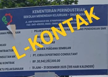 L-KONTAK Ungkap Indikasi Mark Up pada Proyek Gedung SMAK Makassar Tahun 2025