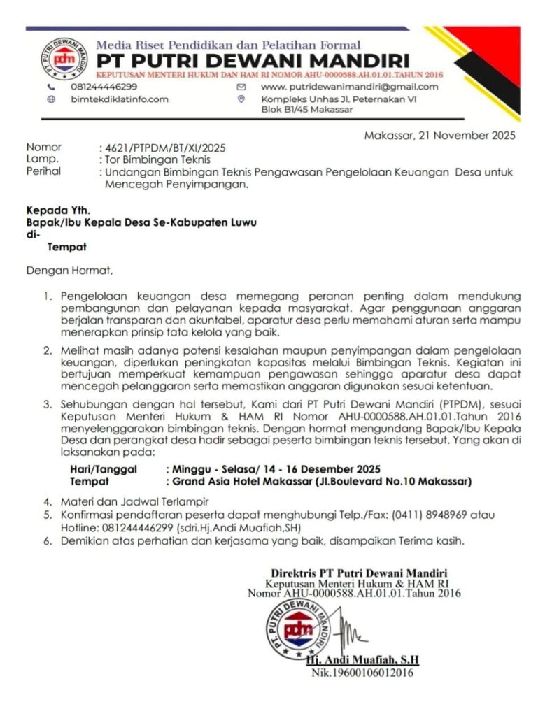 Di Balik Surat Undangan: Jejak Bimtek Rp4,5 Juta di Tengah Paceklik Desa