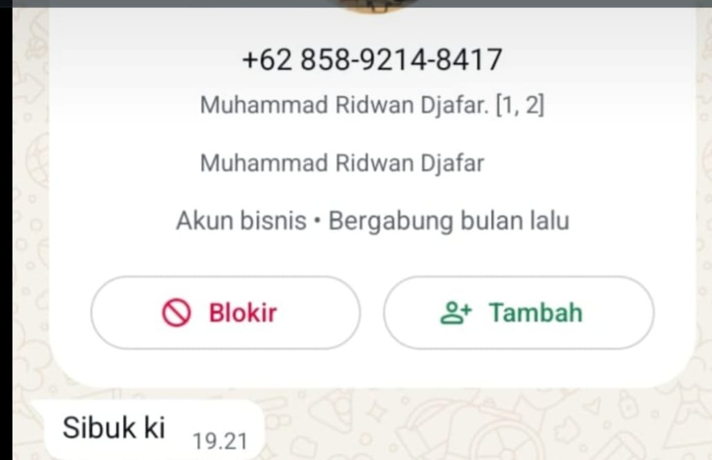Kadiskominfo Sulbar Muhammad Ridwan Tegaskan Akun WhatsApp yang Mengatasnamakan Dirinya Adalah Penipu